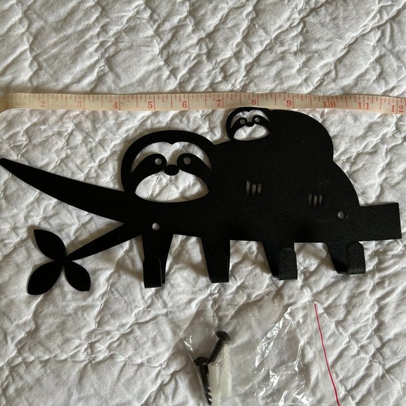 Sloths Animal Key Holder Black Metal Wall Hooks Decor Hanger Coat Toys Leash - Picture 6 of 7